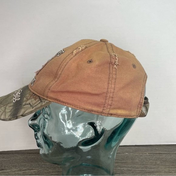 Buckwear Camo Cap with Embroidery Shootin Deer and Drinking Beer. OS. Distressed - Picture 6 of 12